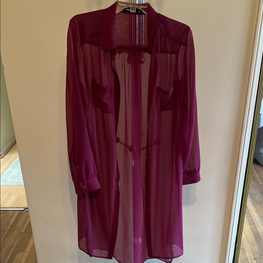 Trouve Vibrant Magenta Sheer blouse